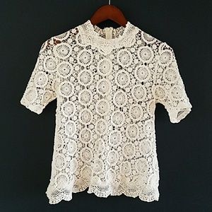 Ivory Lace Mock Neck Top
